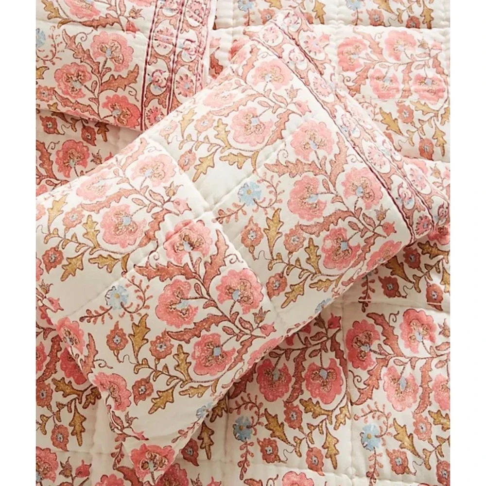 Anthropologie Home Block Printed Fields Pillow Shams Set of 2 Standard Size